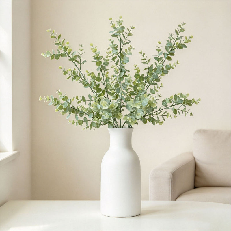 Artificial Eucalyptus & Silver Dollar Leaf Bush, 36 Branches, Bendable Faux Greenery for Vase, Wedding & Home Decor