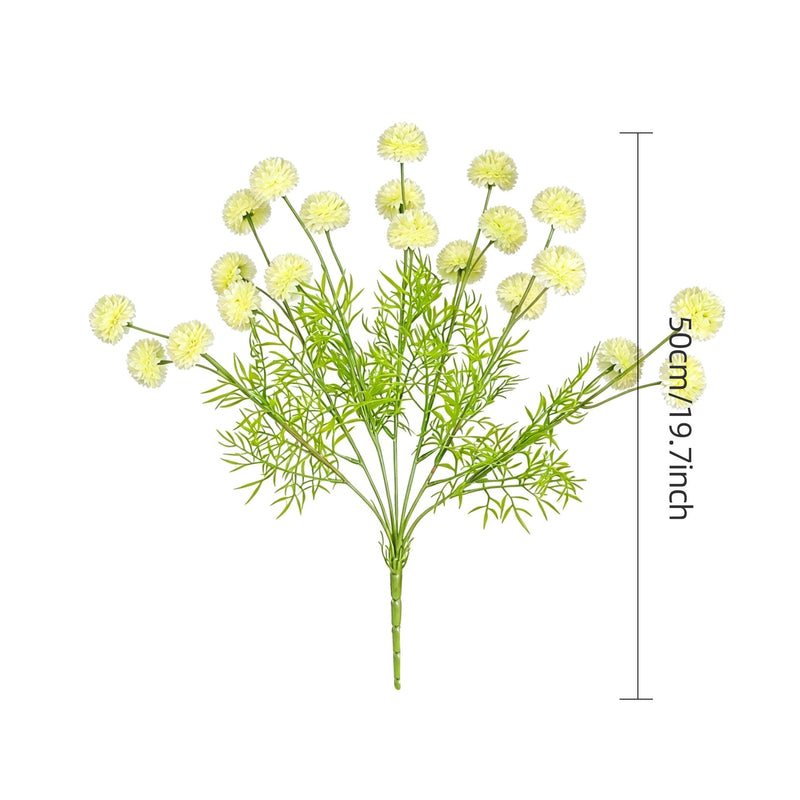 Artificial Chrysanthemum Bush with 21 Pom Pom Blooms, Faux Silk Floral Stem for Wedding, Vase Arrangements & Home Decor