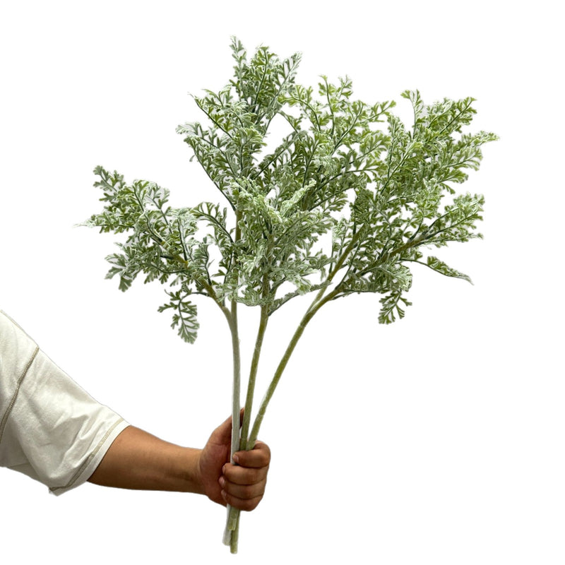 Artificial Dusty Miller Bush, 24" Silver Leaves Stem for Wedding Centerpieces, Home Decor, Floral Arrangements