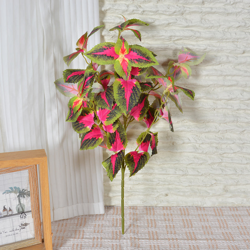 Artificial Coleus Leaf Bush, 18" Realistic Faux Silk Floral Arrangement for Home Decor, Wedding & Commercial Styling
