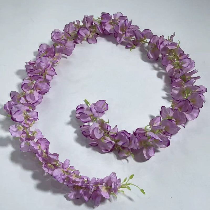 Wisteria Garland Vine, 59" Long with 168 Blooms, Silk-Like Fabric, Indoor/Outdoor Decor for Weddings, Homes, Events