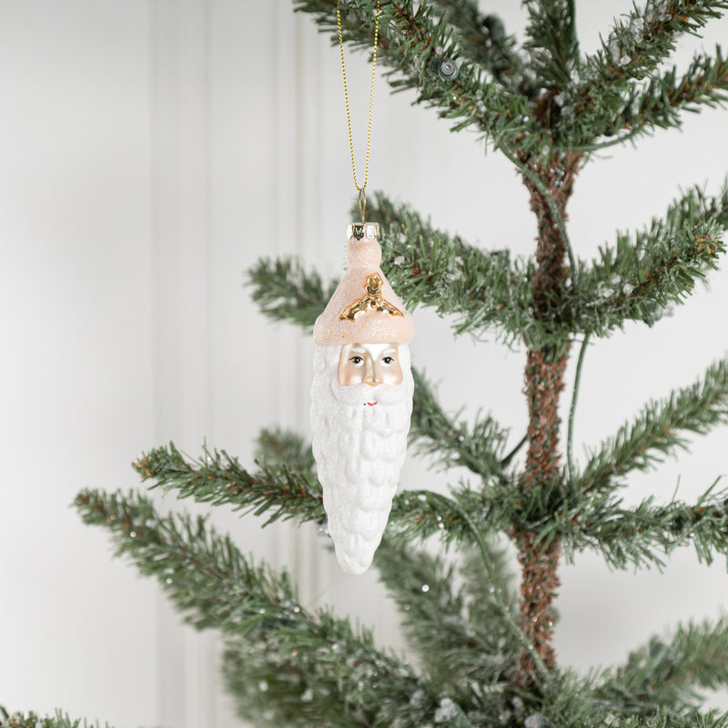 Bulk Christmas Ornaments Icicle Santa Glass Hanging Decoration with Chain for Xmas Tree Decor Wholesale