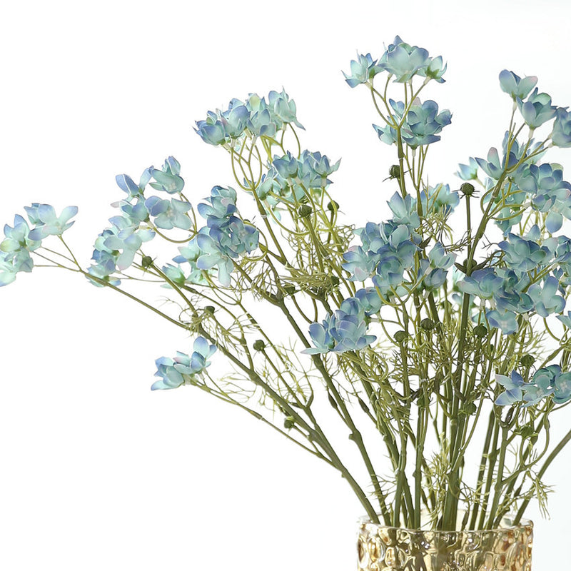 Artificial Larkspur Bush, 22" Tall Faux Flower Stems, Realistic Plastic Greenery for Home Decor, Weddings & Events