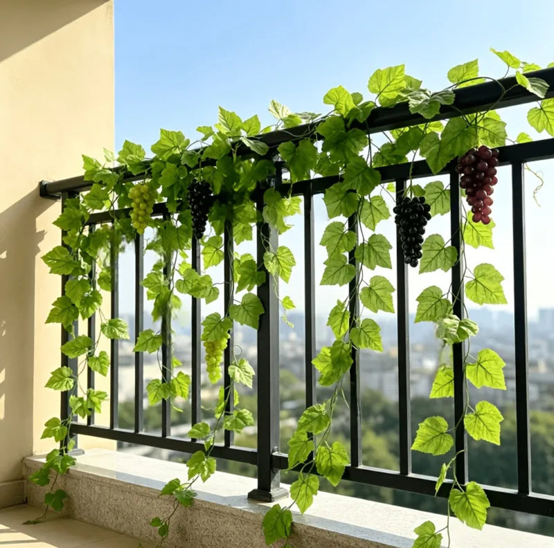Artificial Grape Leaf Garland Vine, 79 in Faux Greenery with 66 Leaves, Trailing Vine for Garden Swing, Balcony, Patio & Home Decor