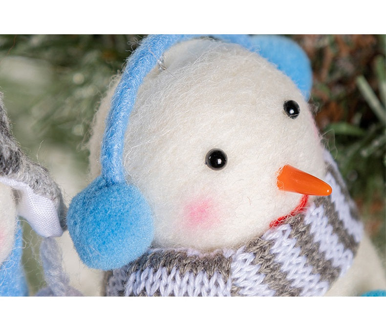 Ornement de poupée de bonhomme de neige de Noël en vrac avec écharpe, chapeau, breloques d'arbre de Noël, décorations de maison de vacances en gros