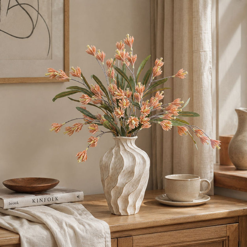 24" Artificial Magnolia Bush with 9 Blooms, Silk Floral Arrangement for Home Decor, Wedding Centerpieces & Commercial Displays