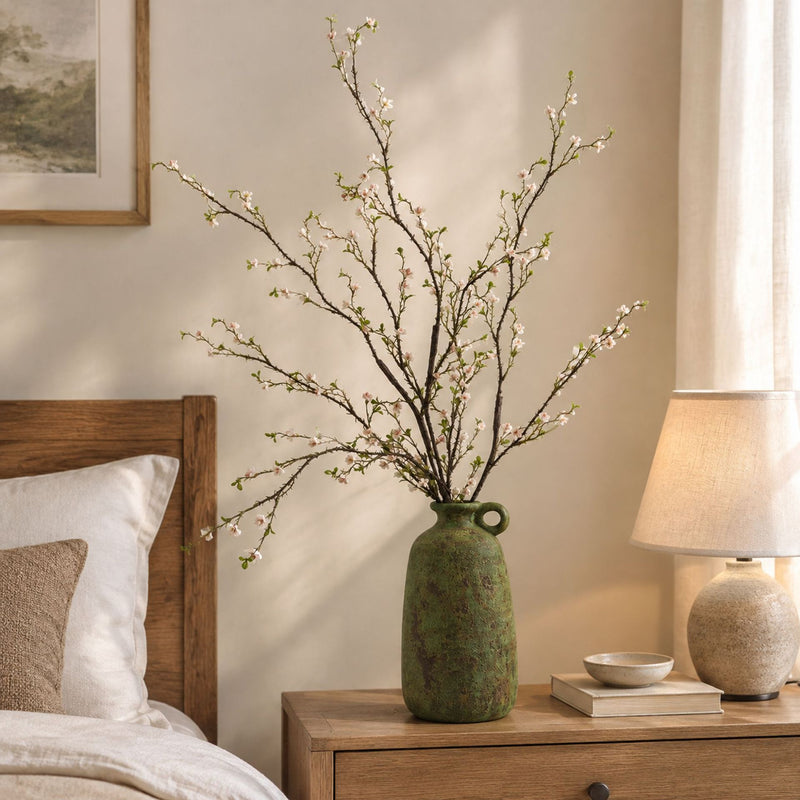 Artificial Wildflower Branch, Single Stem with 30 Blooms, Faux Silk, Bendable, Tall Vase Filler for Home Decor and Events