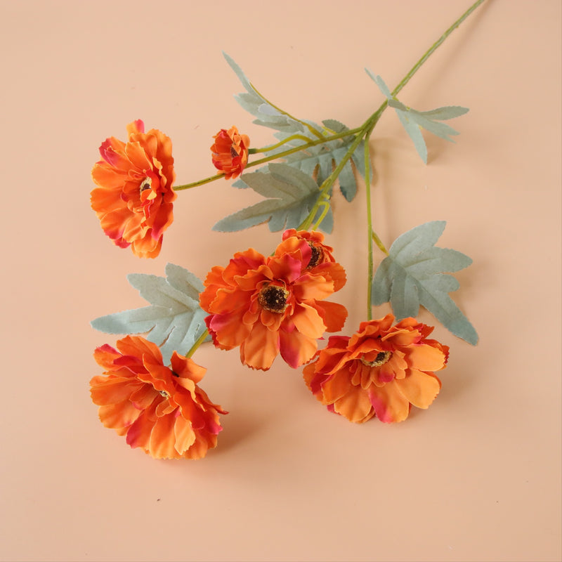 Venta al por mayor de tallo largo de flores artificiales Zinnia de 23 pulgadas a granel