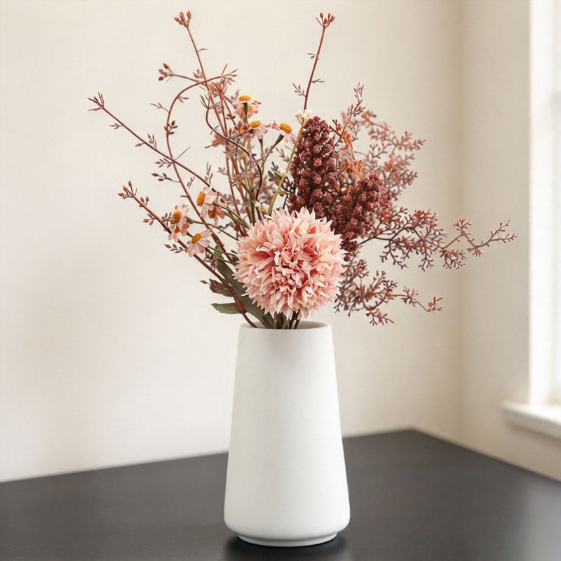 Artificial Dandelion & Wheat Ear Bouquet, Faux Pom Pom Mum Stems, Wedding, Home & Event Decor