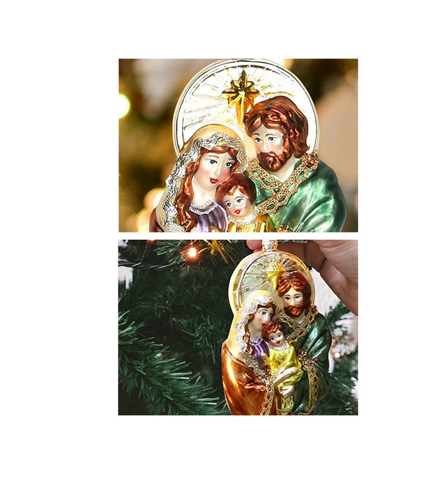 Bulk Christmas Ornament Nativity Glass Hanging Ornament for Xmas Tree Decor Wholesale