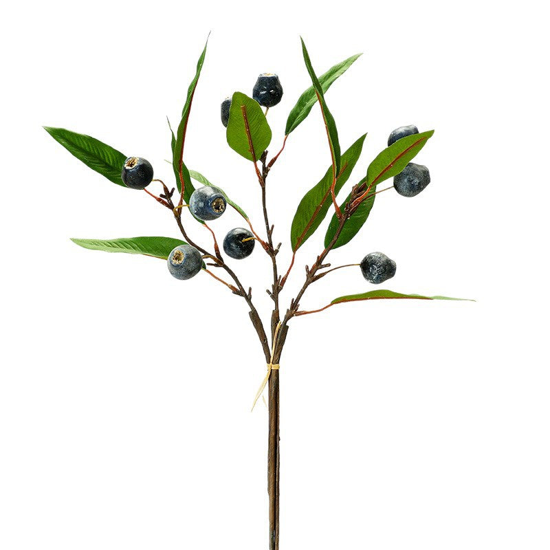 Artificial Pipa Fruit Bush with Leaves, Rustic Wabi-Sabi Style Faux Botanicals, 18" Tall, for Wedding Centerpieces, Home Decor, and Commercial Styling