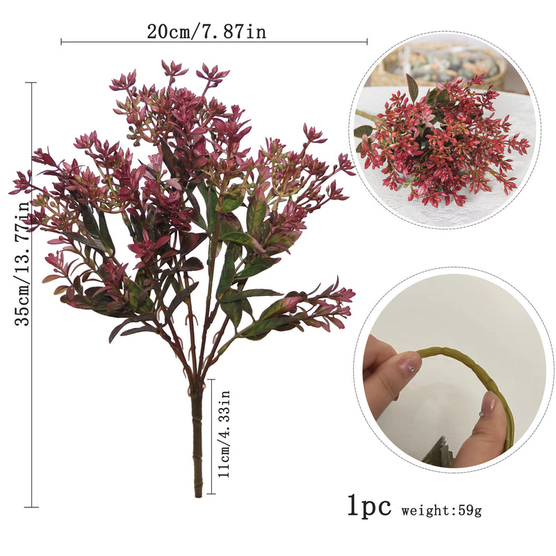Artificial Kalanchoe Bush with 15 Blooms, Faux Flowering Plant Stem for Vases, Wedding & Home Decor