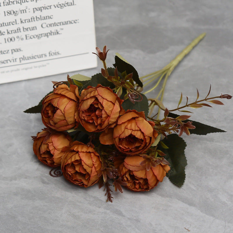 11" Realistic Peony Single Stem with 6 Blooms, Faux Silk Flower for Home Decor, Weddings & Events