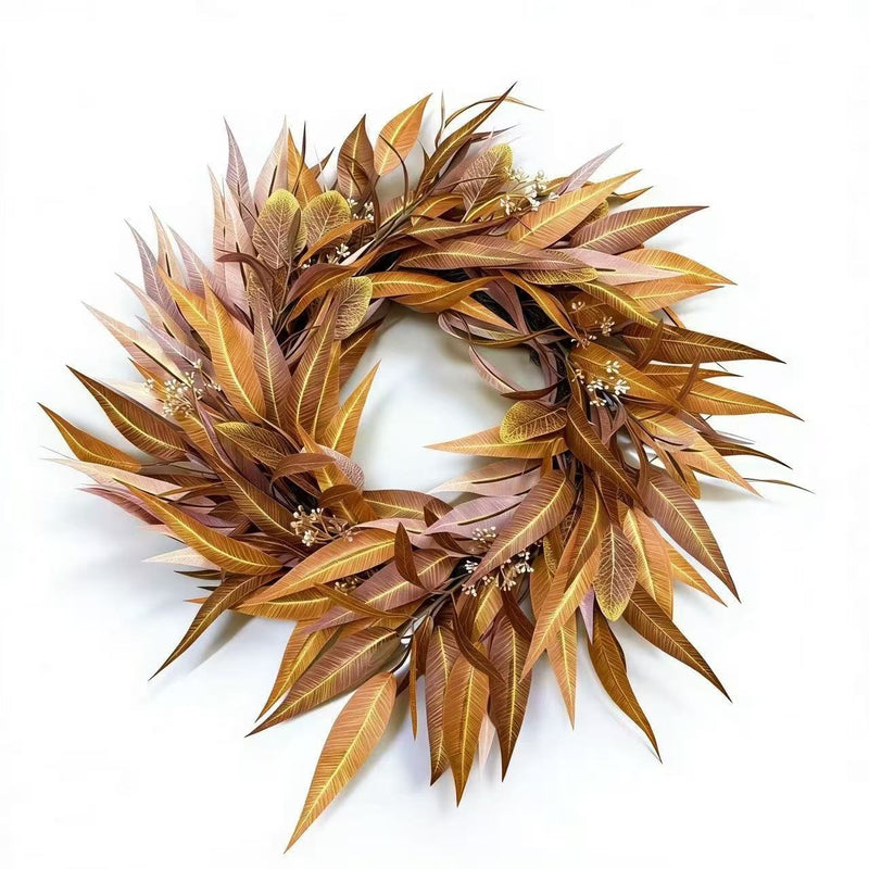 18" Autumn Eucalyptus Leaf Wreath with Berries, Fall Decor, Indoor Outdoor Door Hanging