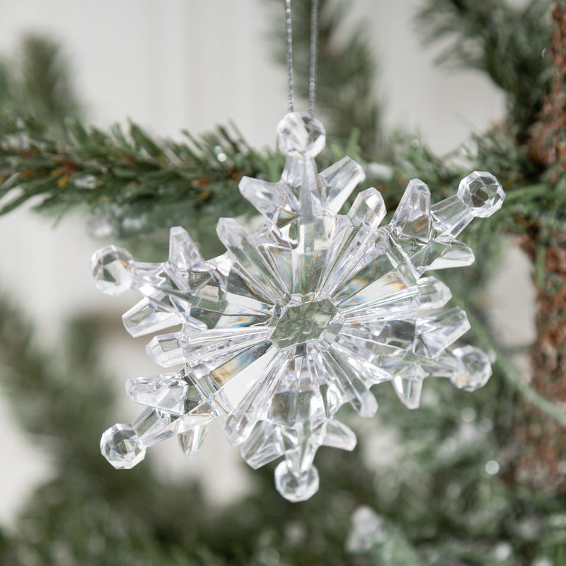 Bulk Christmas Ornaments Clear Acrylic Crystal Snowflake Hanging Pendants for Xmas Tree Theme Party Decor Wholesale