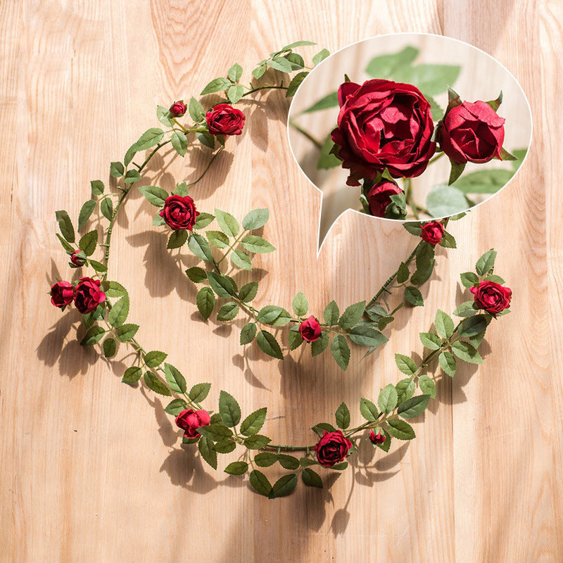 Artificial Angus Rose Vine Garland, 57" Silk-Like Faux Flower Garland for Wedding Arch, Backdrop, Home Decor