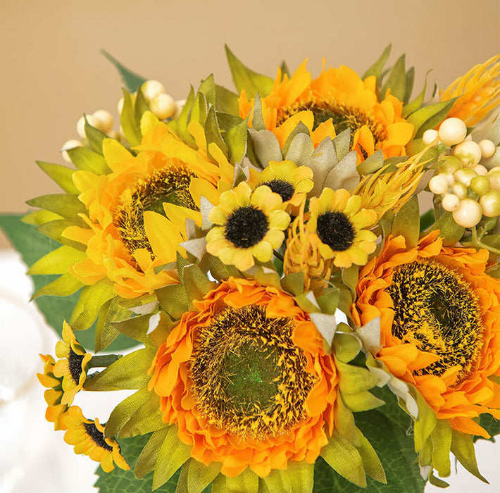 Bulk 10" Sunflower Bouquet Arrangements Artificial Flowers Wholesale