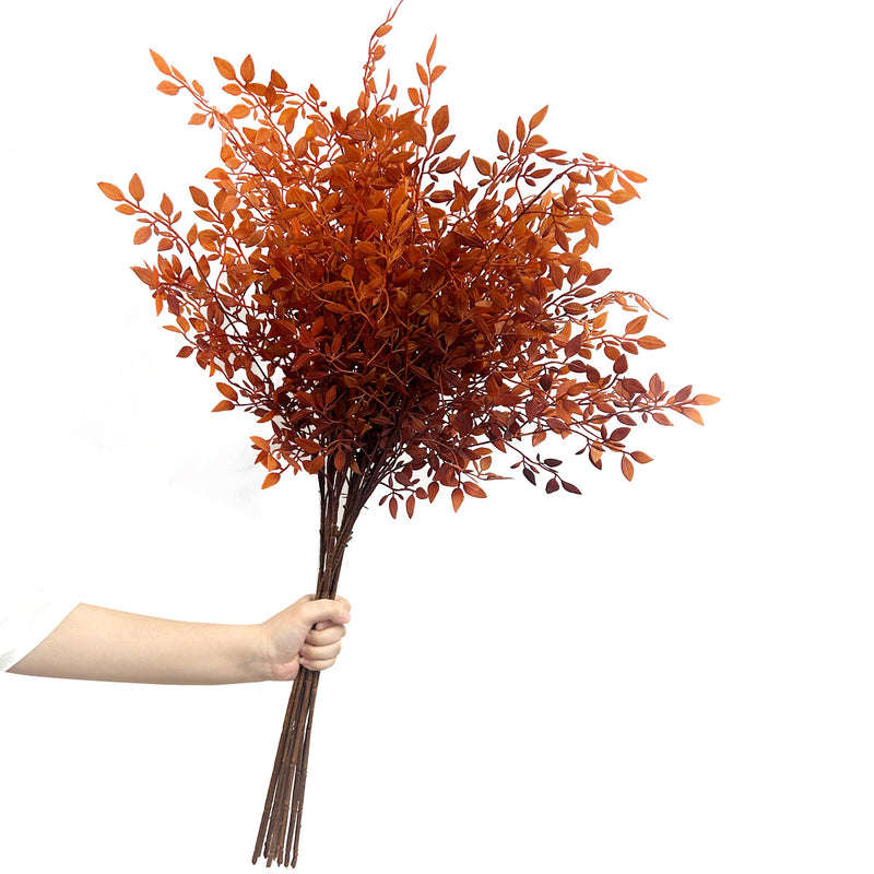 Artificial Nandina Stem, Faux Heavenly Bamboo Berry Branch in Orange, Autumn or Green, Vase Filler for Wedding & Home Decor