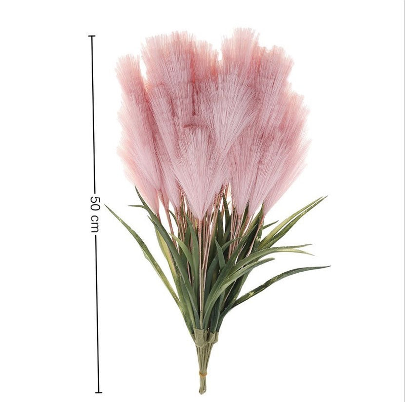 20" Artificial Pampas Grass Single Stem, Faux Silk Feather Reed for Wedding Decor & Modern Home Styling