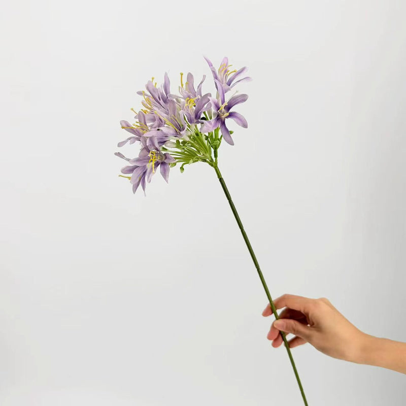 Single Stem Artificial Agapanthus Flower, 24" Tall Realistic Fake Flower for Wedding Decor, Home Styling, and Floral Arrangements