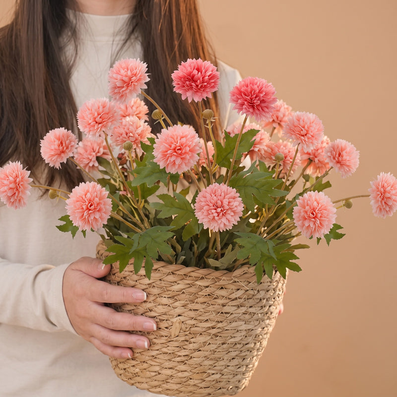 Autumn Dandelion & Chrysanthemum Bush, 4-Bloom Artificial Flower Arrangement for Home Decor, Weddings, and Events