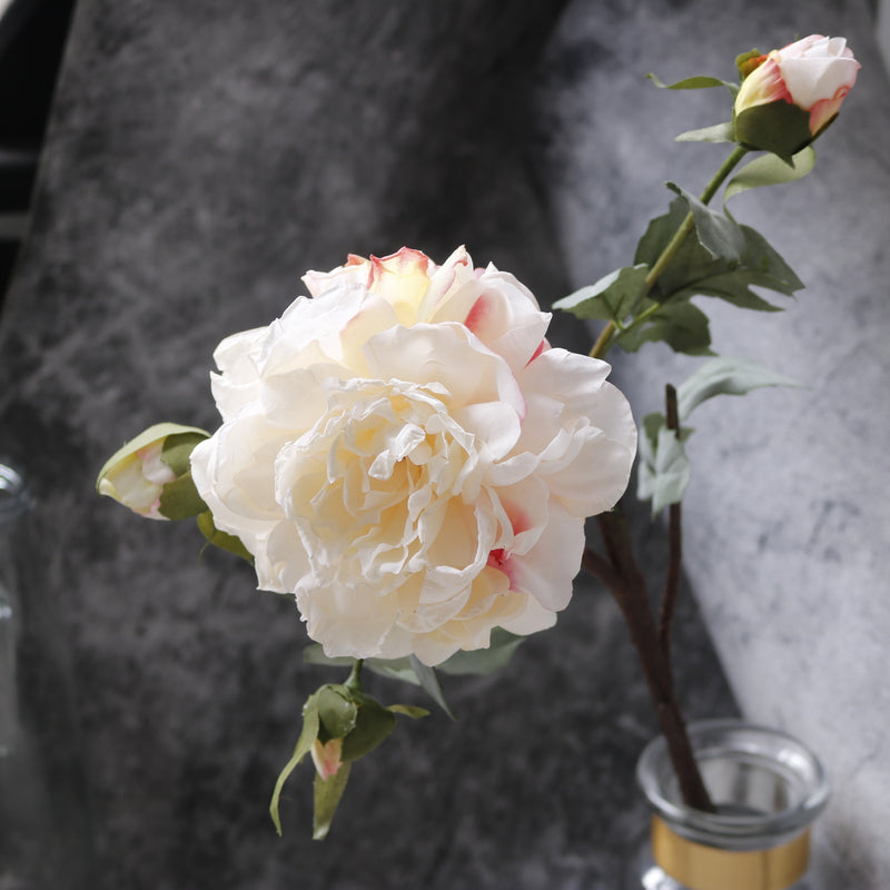 Luxury Peony Bush with 4 Blooms, 24" Tall Artificial Silk Flowers for Wedding Centerpieces, Home Decor & Events