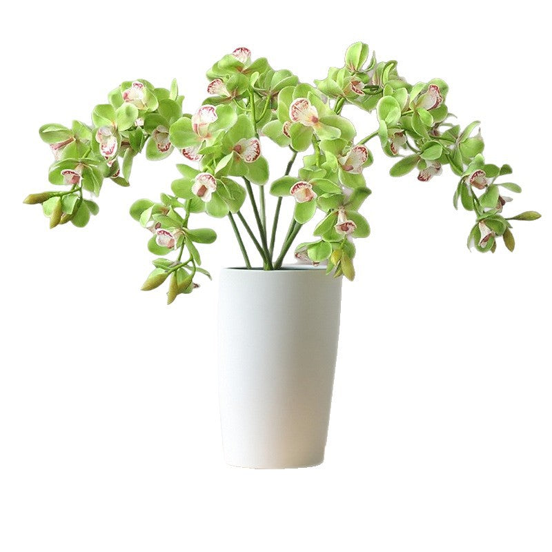 Artificial Phalaenopsis Orchid Stem, Single Stem with 8 Blooms, 27" Long, Realistic PE Flowers for Home Office Wedding Decor