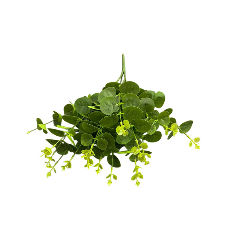 Artificial Pearl Grass Bush, Faux Money Leaf Greenery Bundle, Round Leaf Stems for Vase, Wedding & Home Decor
