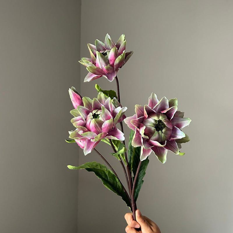 Artificial Thistle & Bromeliad Flower Stem, Single Stem with 2 Blooms, 26" Long for Wedding Centerpieces & Home Decor