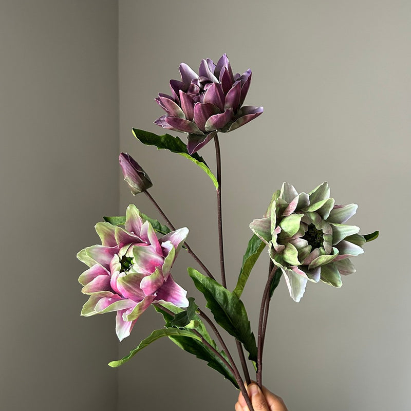 Artificial Thistle & Bromeliad Flower Stem, Single Stem with 2 Blooms, 26" Long for Wedding Centerpieces & Home Decor