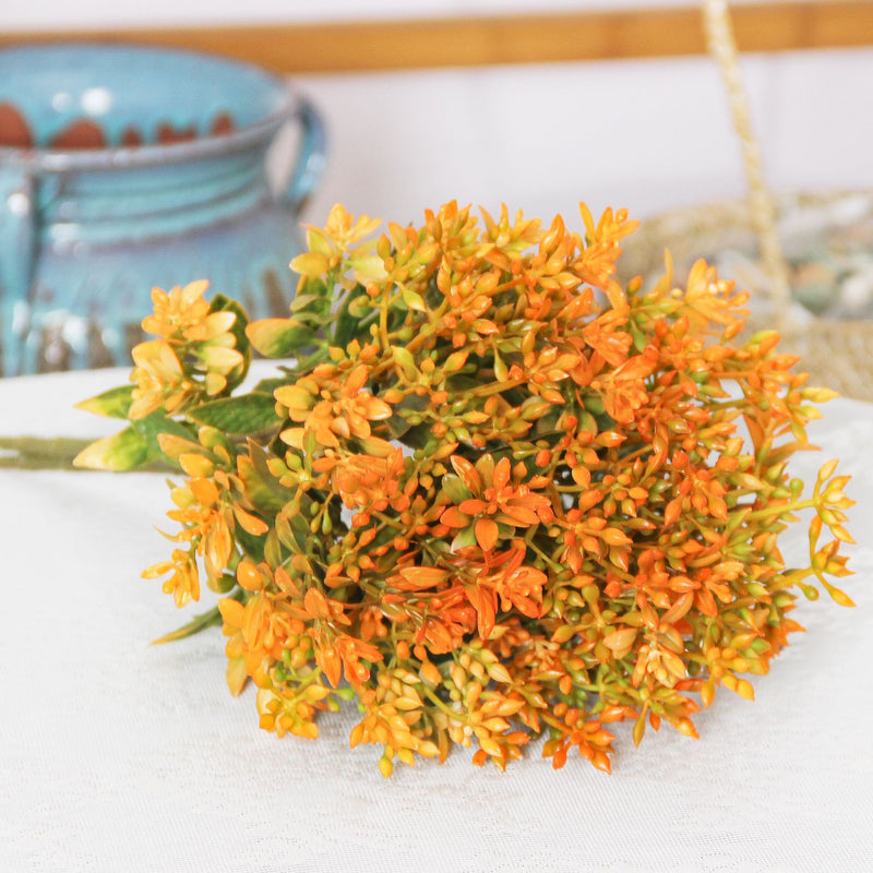 Artificial Kalanchoe Bush with 15 Blooms, Faux Flowering Plant Stem for Vases, Wedding & Home Decor