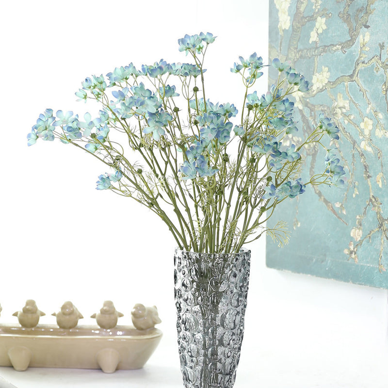 Artificial Larkspur Bush, 22" Tall Faux Flower Stems, Realistic Plastic Greenery for Home Decor, Weddings & Events