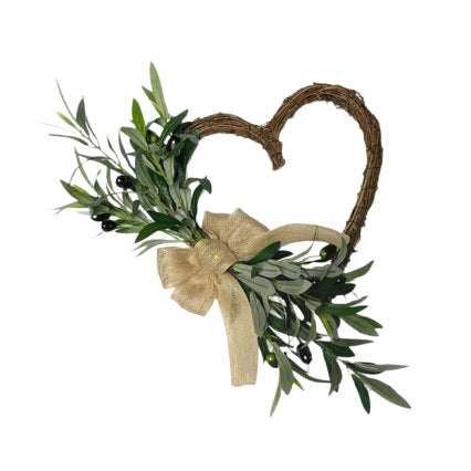 Artificial Olive Leaf Garland, 18" Rustic Vine Wreath for Seasonal Home Decor, Weddings & Events