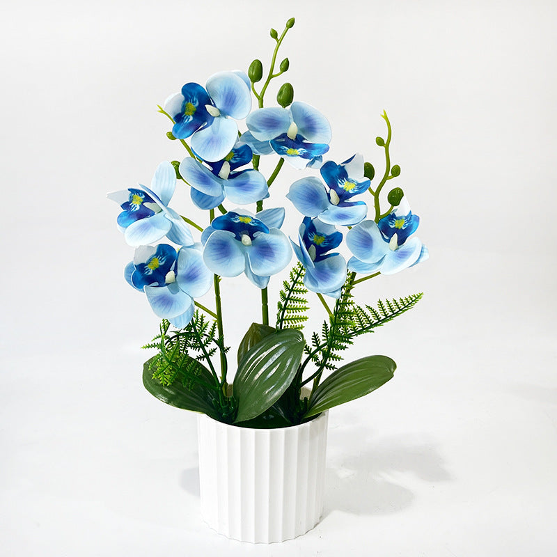 Potted Phalaenopsis Orchid with 9 Blooms, 12.4" Artificial Silk Flower Arrangement for Home Decor, Wedding & Office