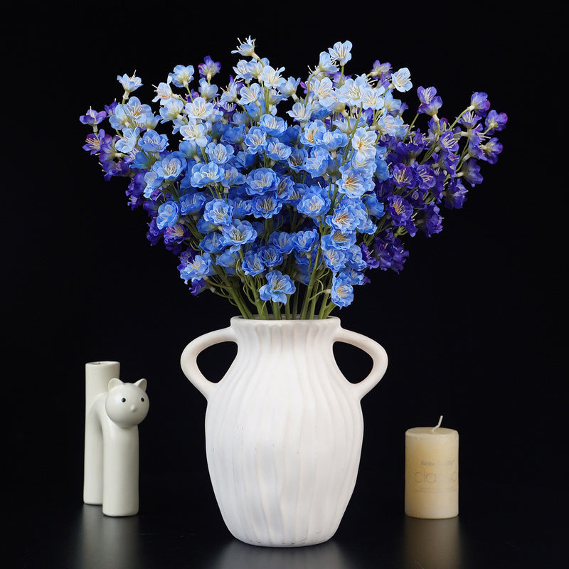 Artificial Larkspur Single Stem with 16 Blooms, 16" Silk-Like Floral for Home Decor & Weddings