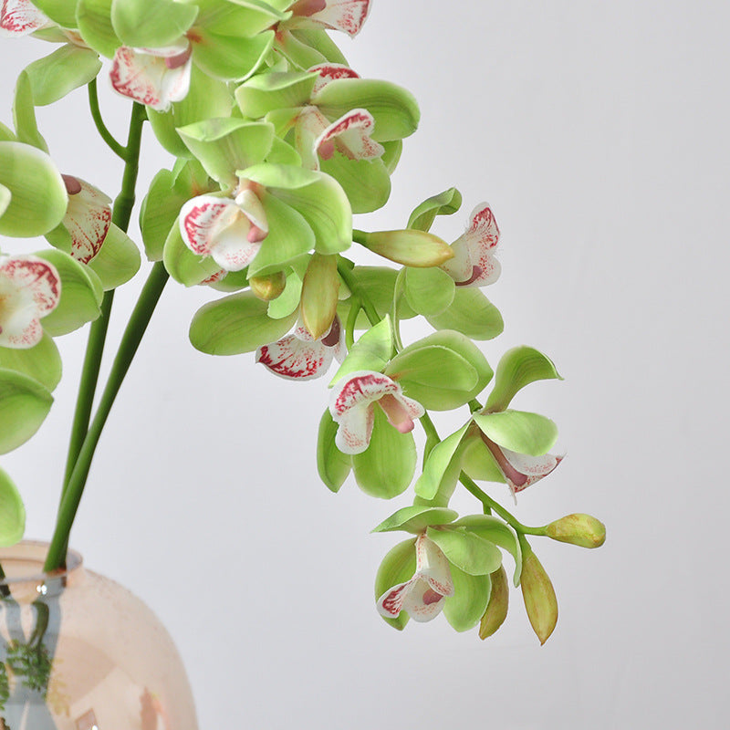 Artificial Phalaenopsis Orchid Stem, Single Stem with 8 Blooms, 27" Long, Realistic PE Flowers for Home Office Wedding Decor