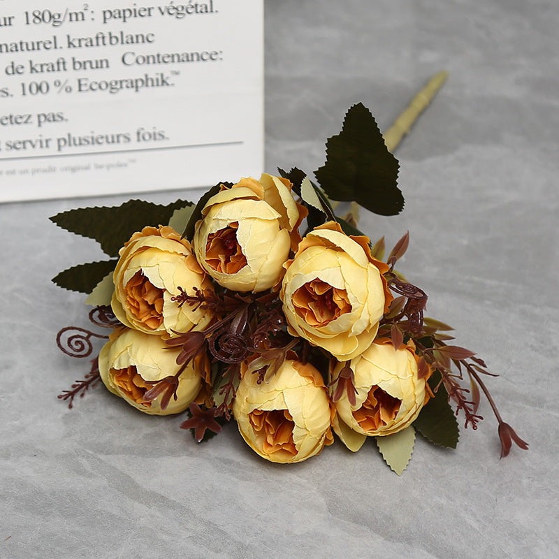 11" Realistic Peony Single Stem with 6 Blooms, Faux Silk Flower for Home Decor, Weddings & Events