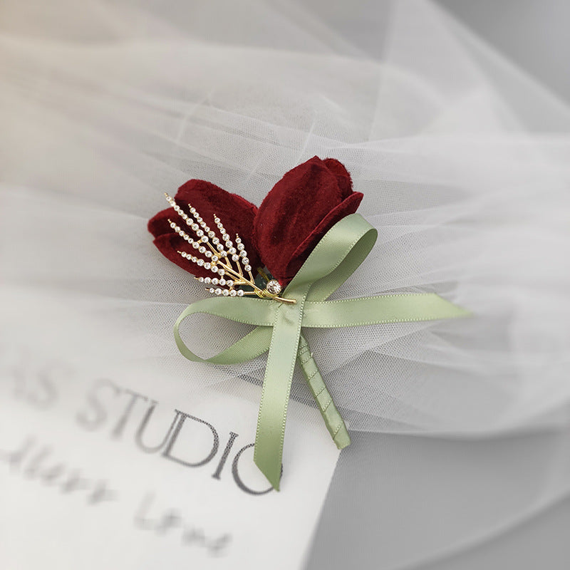 Bulk Velvet Tulip Corsage for Bride Bridesmaid Wedding Party Wholesale