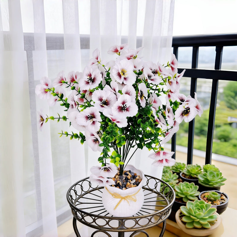 Artificial Eucalyptus Single Stem with 3 Blooms, 14" Silk-Like Faux Greenery for Wedding Centerpieces, Home Decor
