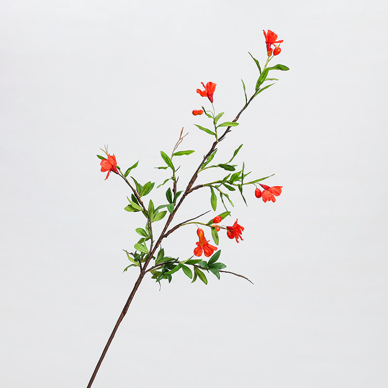 Single Stem Artificial Pomegranate Flower, 31" Tall, 13 Blooms, Rustic Home Decor, Wedding & Event Styling, Indoor Use