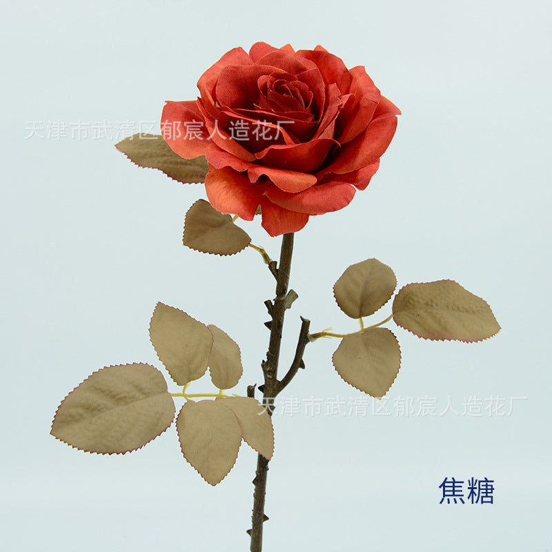 3 Stem Faux Silk Rose, 12" Flower Head, 19" Overall Length, Perfect for Weddings, Home Decor, and Events