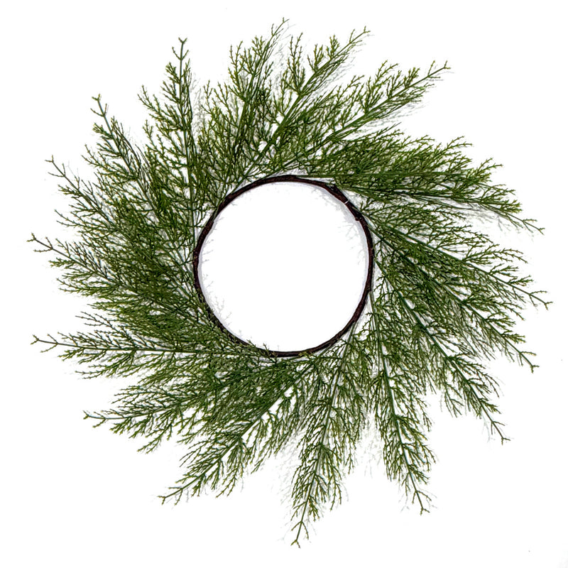 Artificial Christmas Pine Wreath Table Mats, Set of 2 Faux Cypress Greenery Centerpiece Rings, Holiday & Wedding Decor