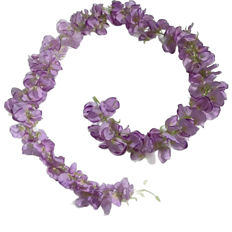 Wisteria Garland Vine, 59" Long with 168 Blooms, Silk-Like Fabric, Indoor/Outdoor Decor for Weddings, Homes, Events