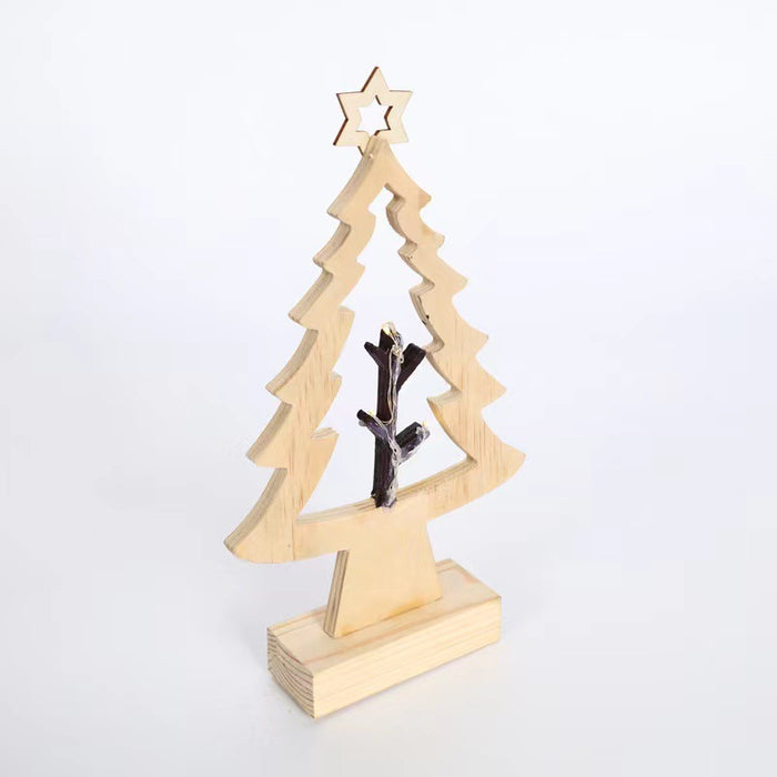 Bulk Hollow-out Xmas Tree Ornaments with Top Five-pointed Star for Home Tabletop Decor Gifts Wholesale