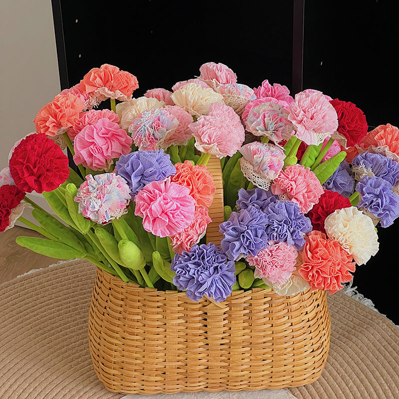 Artificial Silk-Like Carnation Bouquet, 10 Blooms, 14" Tall, DIY Home Decor, Wedding, Party Floral Arrangement