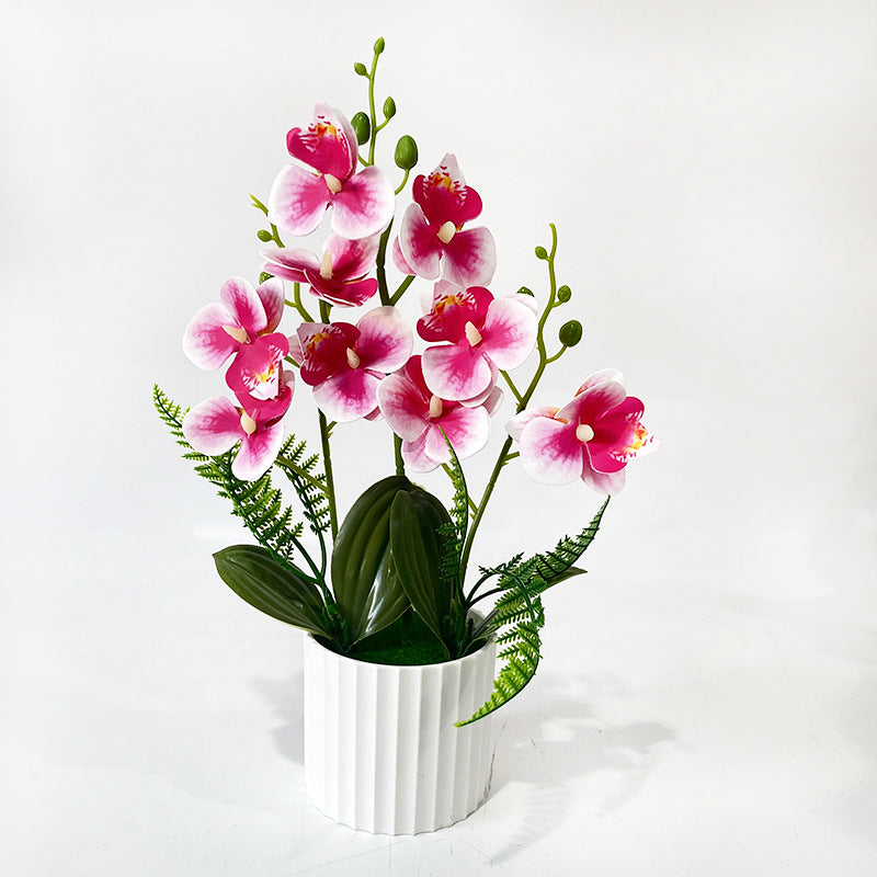 Potted Phalaenopsis Orchid with 9 Blooms, 12.4" Artificial Silk Flower Arrangement for Home Decor, Wedding & Office
