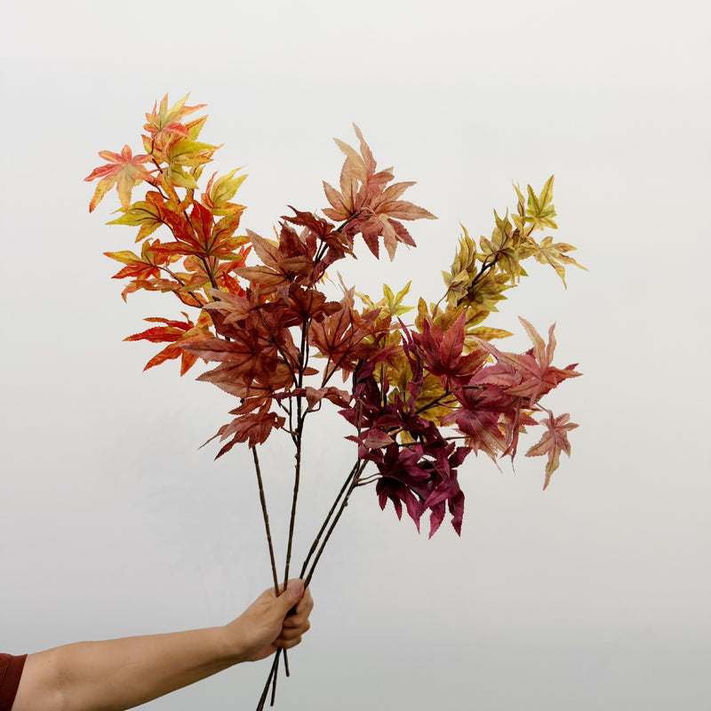 Artificial Japanese Maple Leaf Stem, Single Branch, 31" Faux Silk Fall Foliage for Home Decor, Weddings & Events