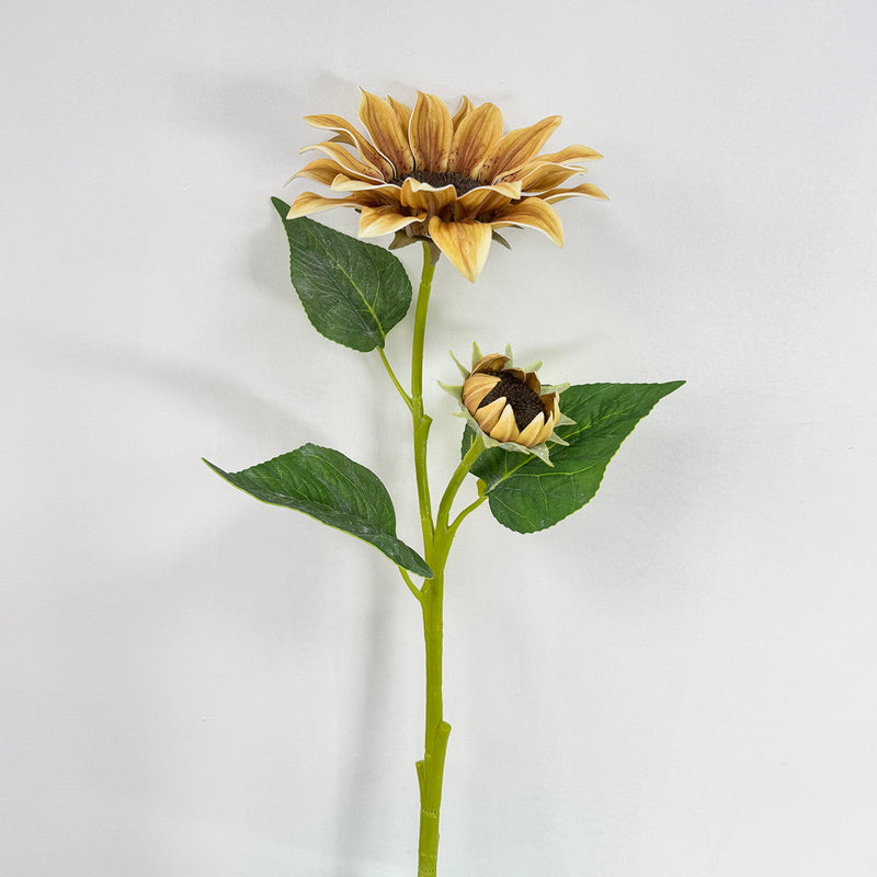 46" Artificial Sunflower Bush with 2 Blooms, Modern Farmhouse Decor for Weddings, Homes & Events