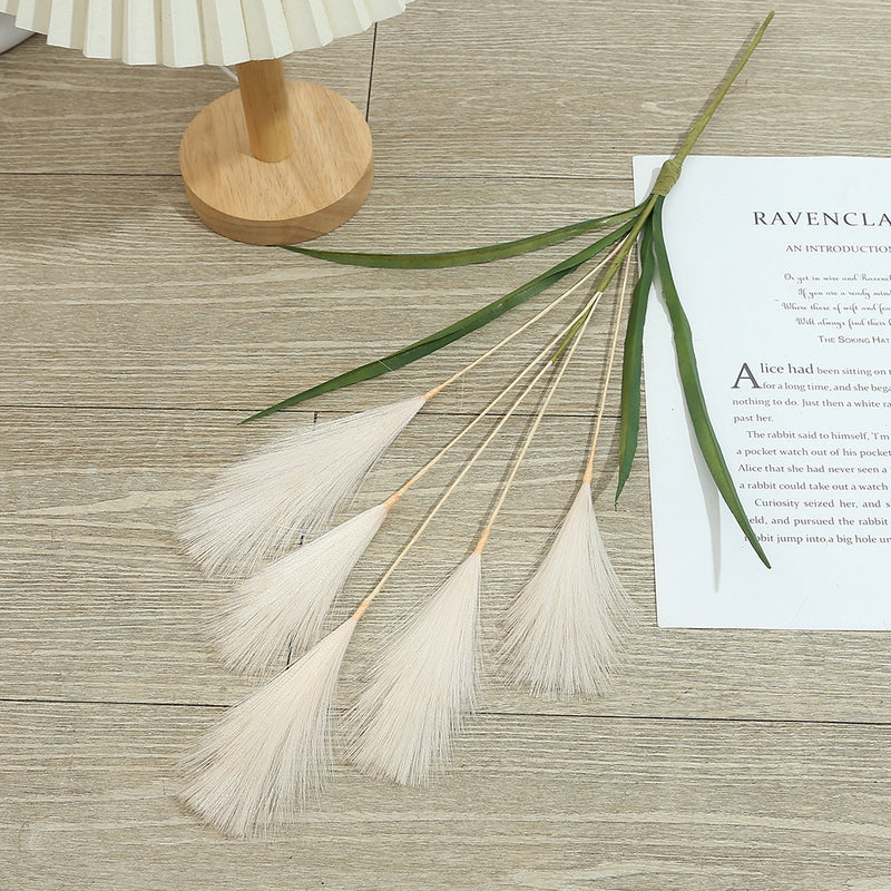 20" Artificial Pampas Grass Single Stem, Faux Silk Feather Reed for Wedding Decor & Modern Home Styling