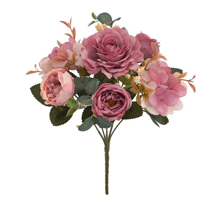 Clearance Bulk 12" Retro Silk Peony Bush Mixed Hydrangea Faux Flower Bouquet Decor For Home Bridal Wedding Party Wholesale